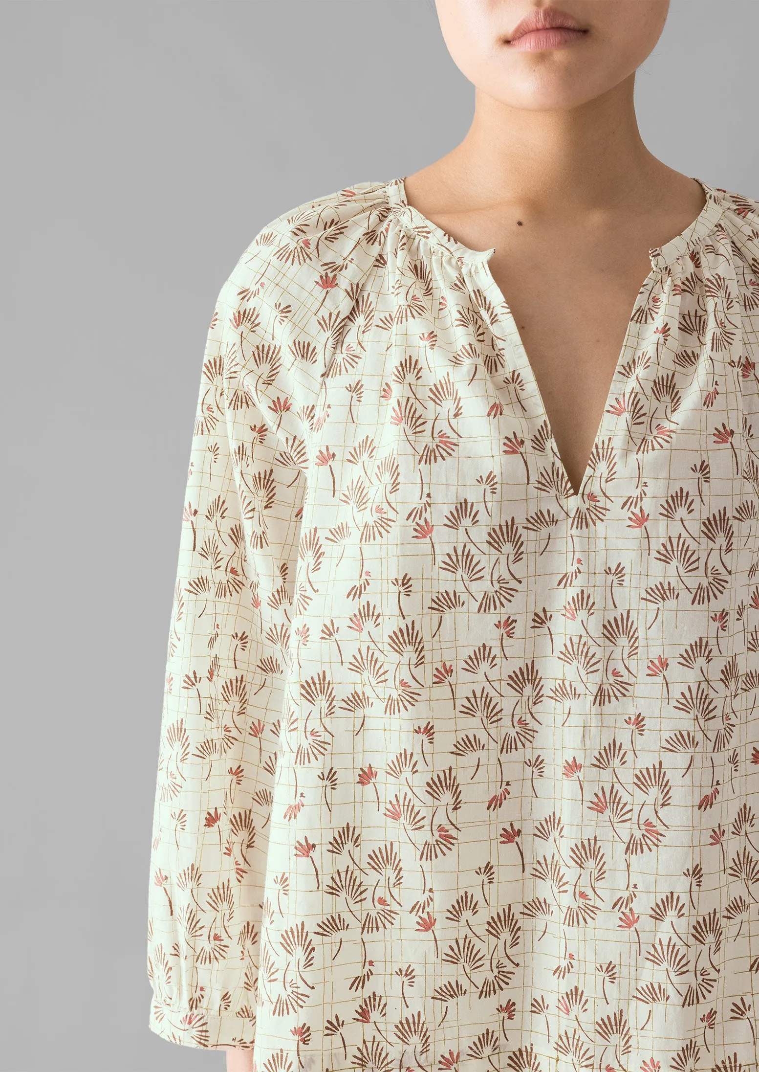 Trellis Floral Block Print Pyjamas | Ecru