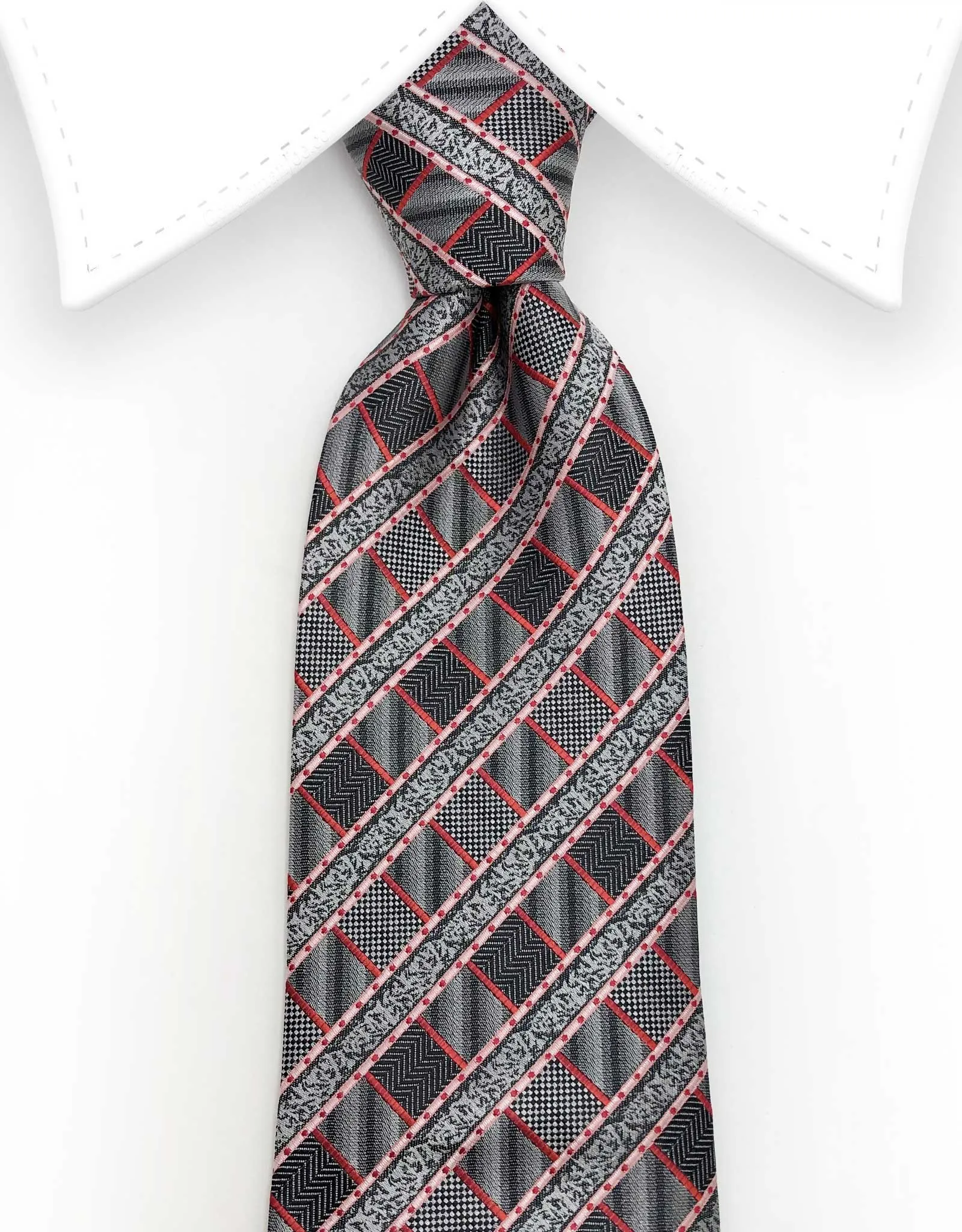 Vintage Charcoal and Red Stripe Tie