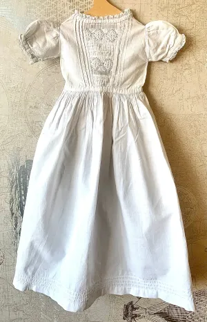 Vintage Small Christening Gown in White Cotton