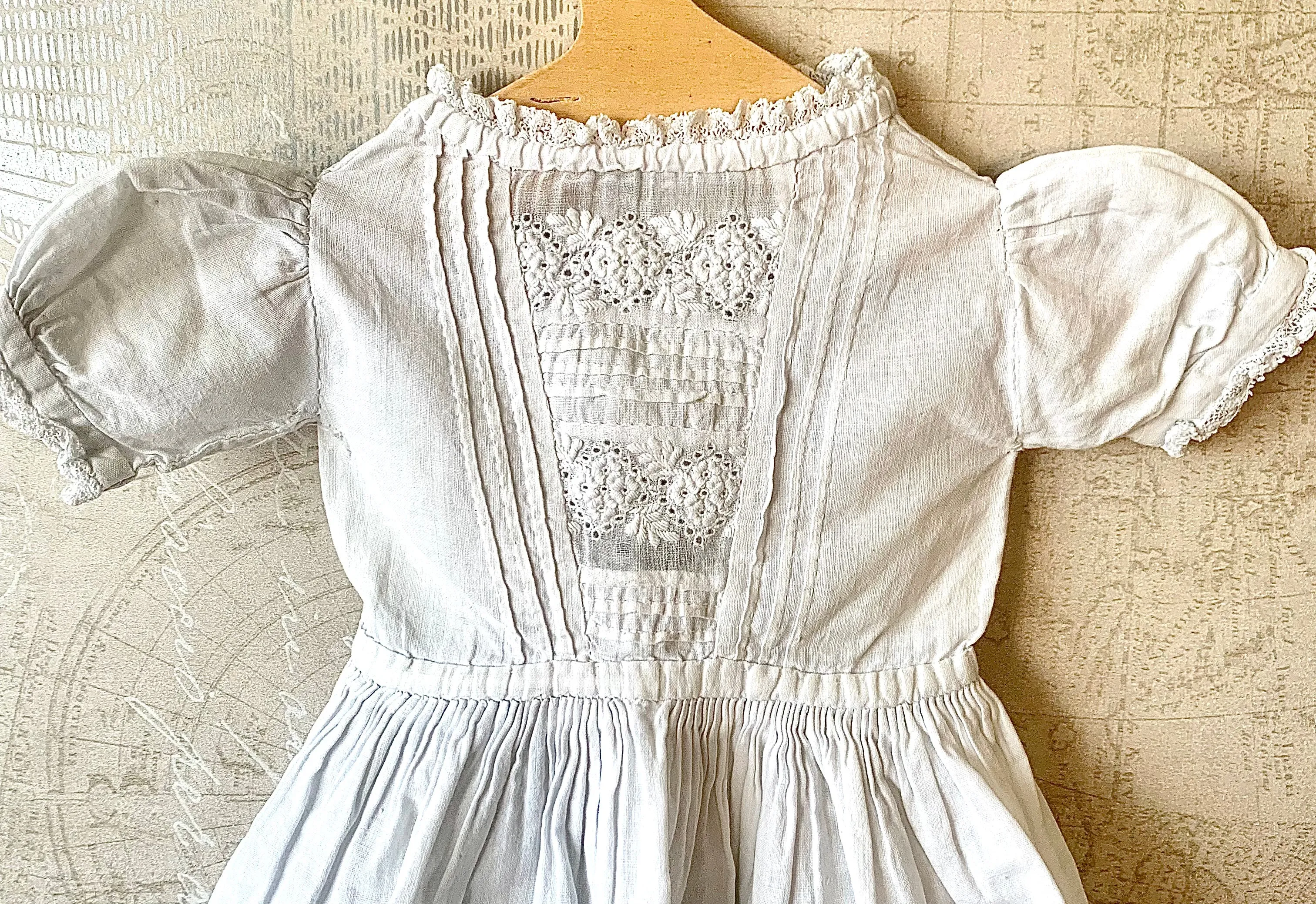 Vintage Small Christening Gown in White Cotton