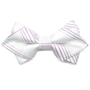 White Jeffrey Plaid Diamond Tip Bow Tie