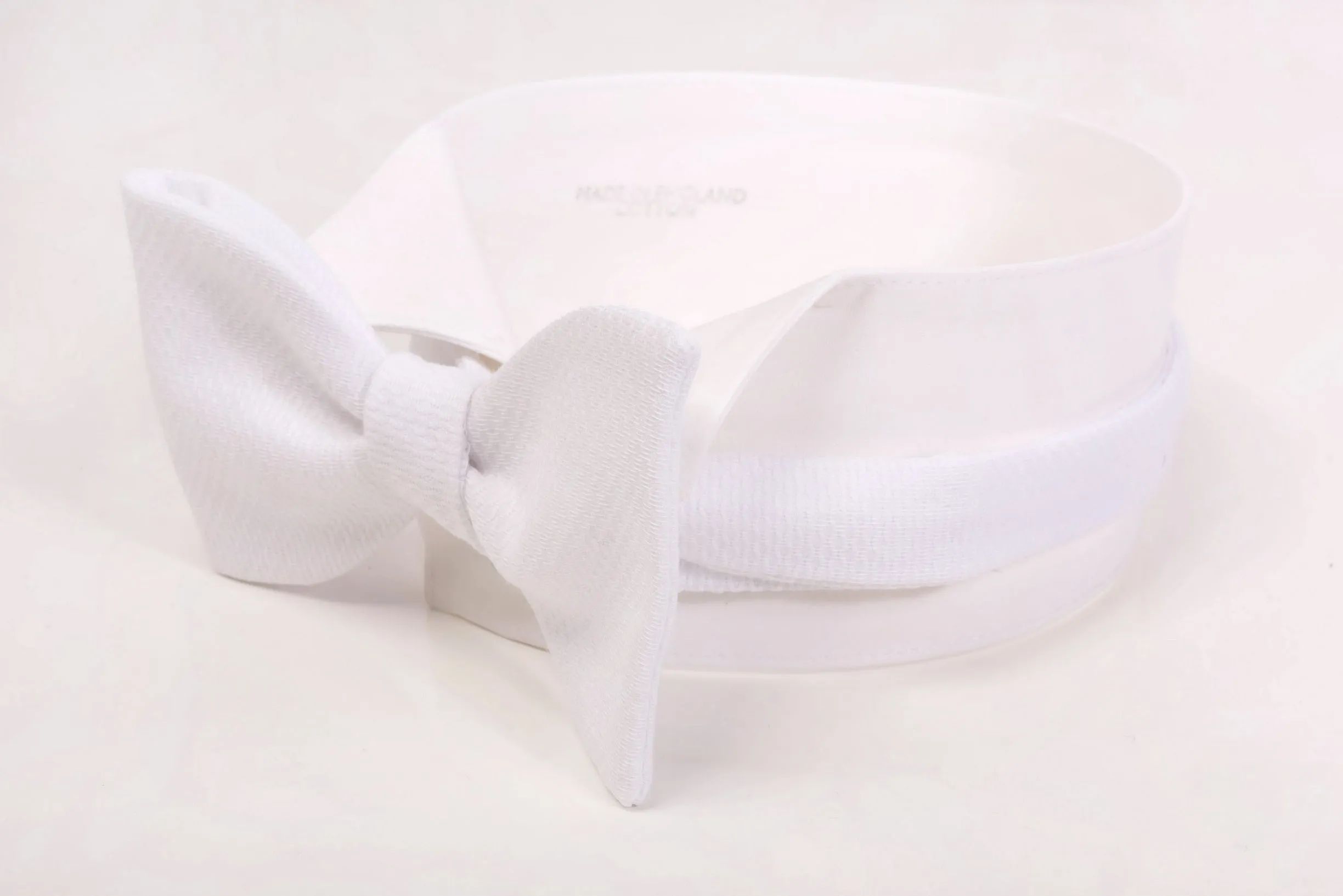 White Single End Marcella Pique Bow Tie