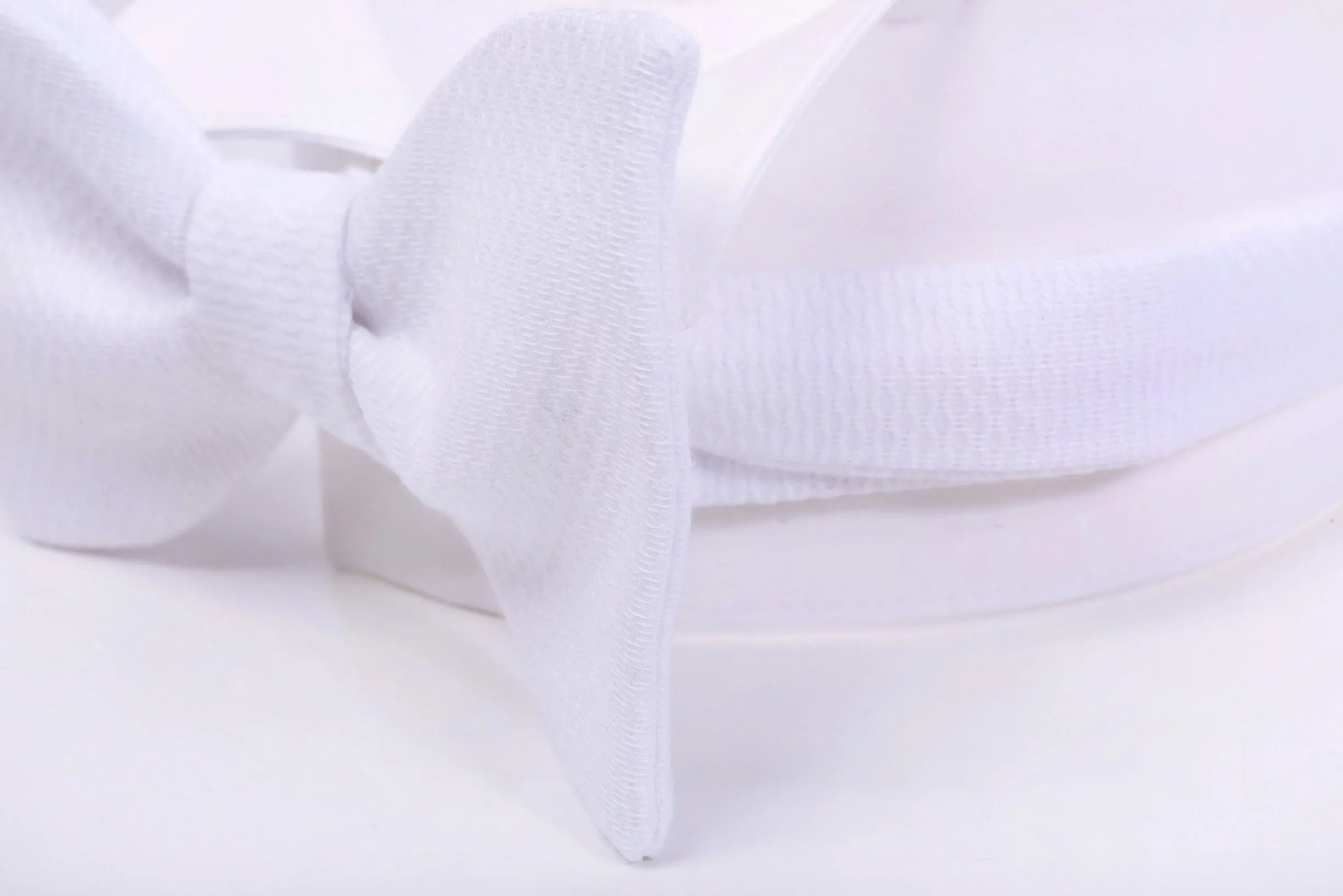 White Single End Marcella Pique Bow Tie