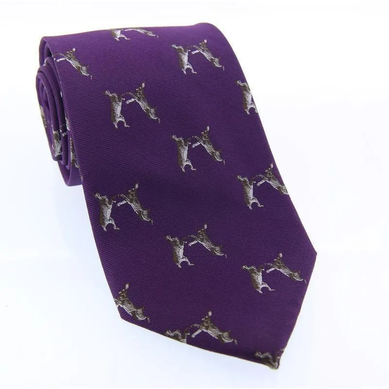 William Powell Woven Silk Boxing Hares Tie - Purple
