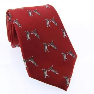 William Powell Woven Silk Boxing Hares Tie - Red