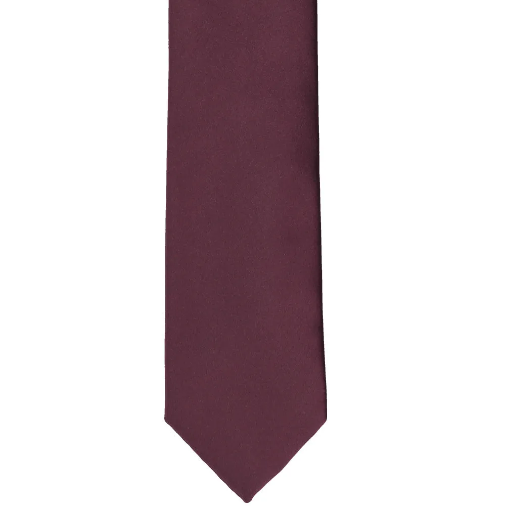 Wine Premium Slim Necktie, 2.5" Width