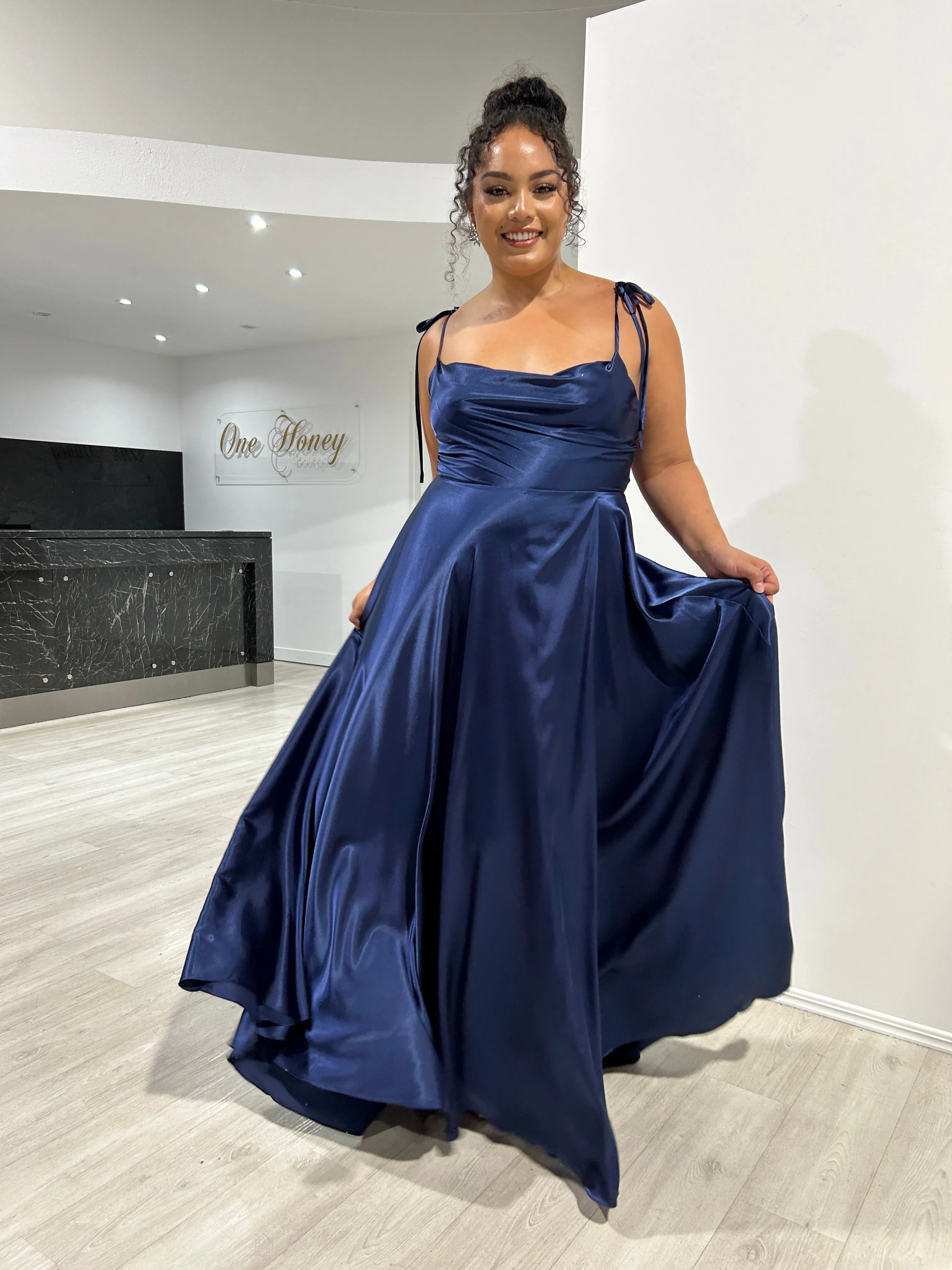 XENA Silky Tie Up A-Line Formal Bridesmaid & Formal Dress