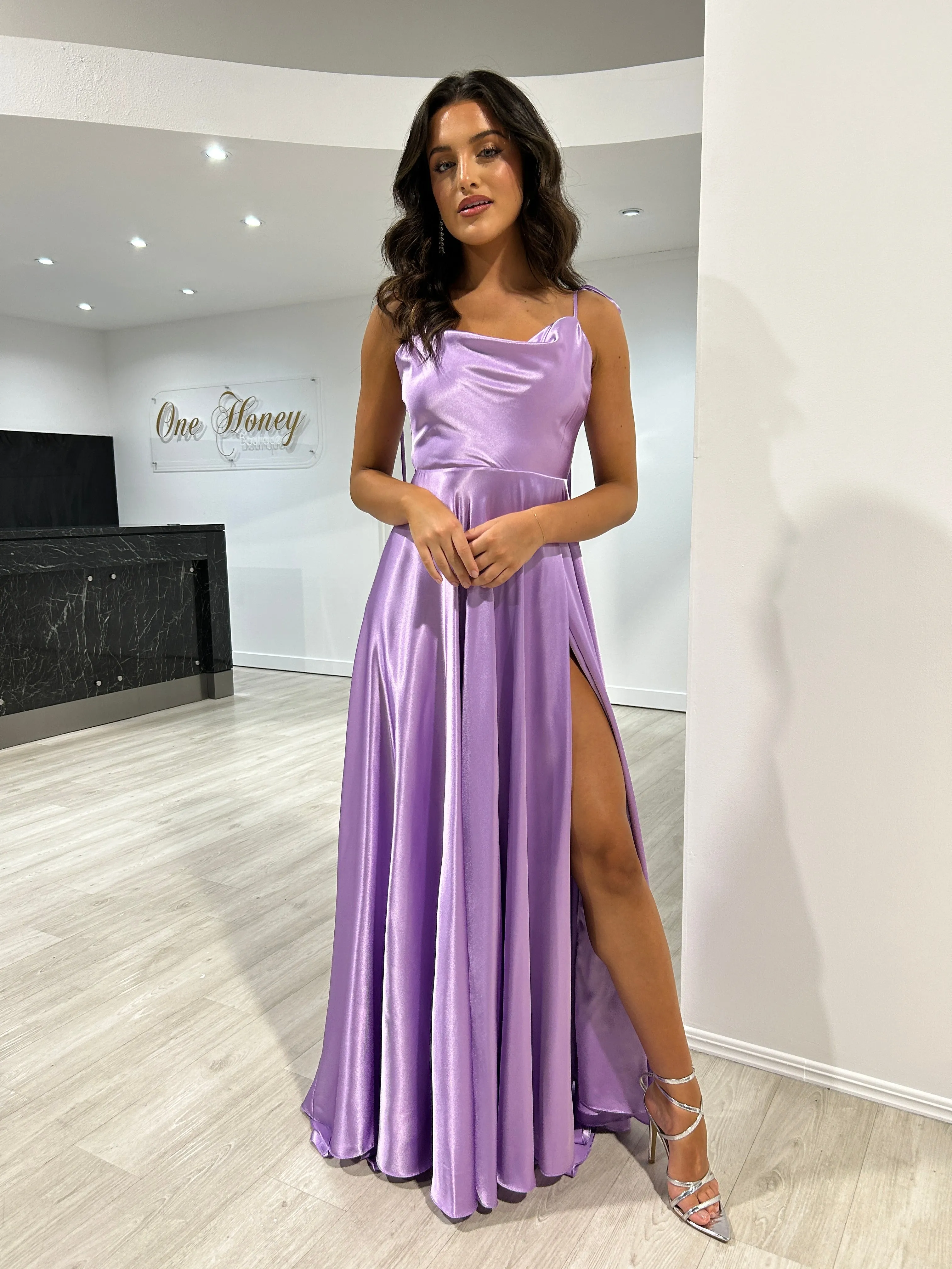XENA Silky Tie Up A-Line Formal Bridesmaid & Formal Dress