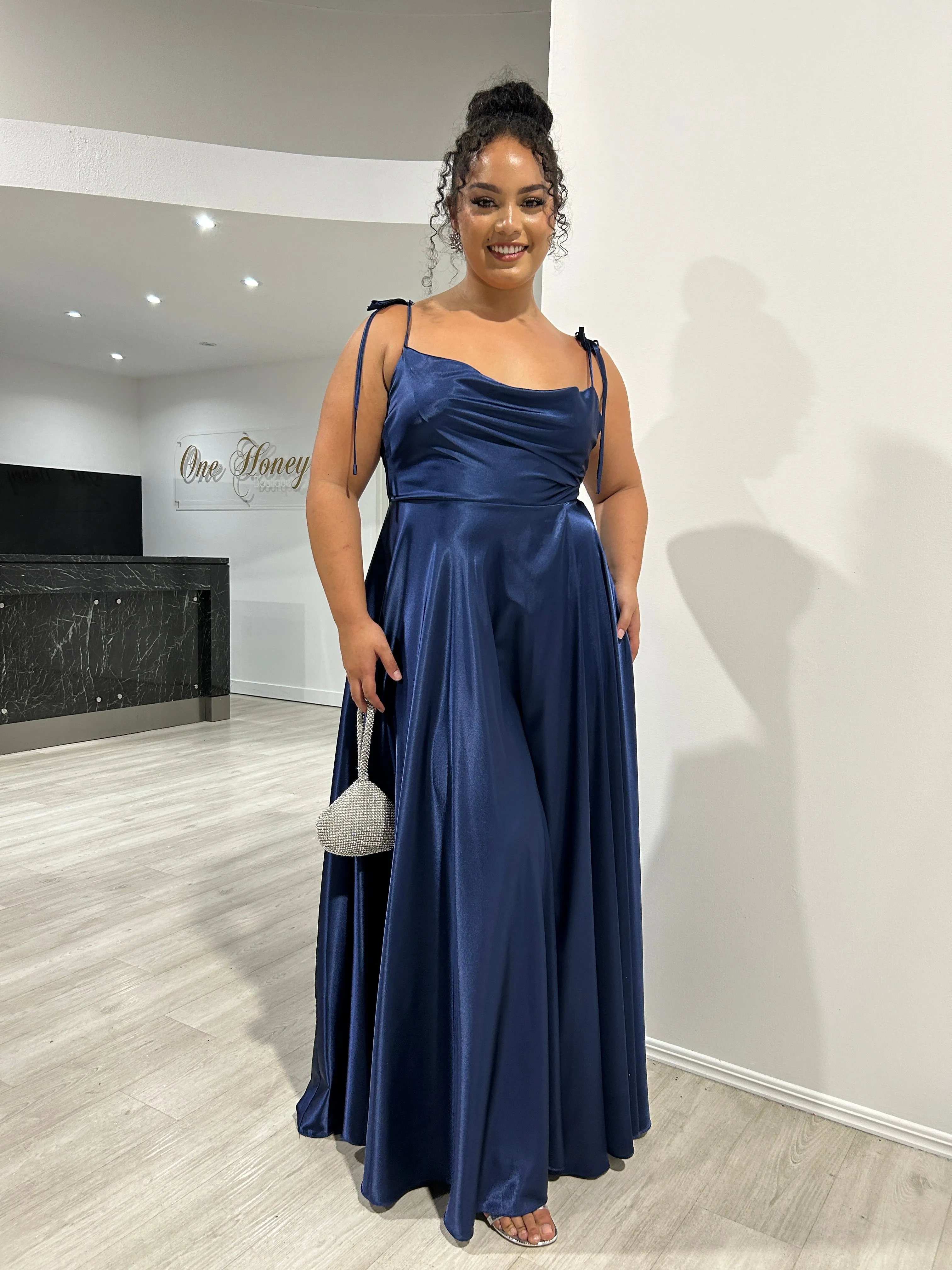 XENA Silky Tie Up A-Line Formal Bridesmaid & Formal Dress