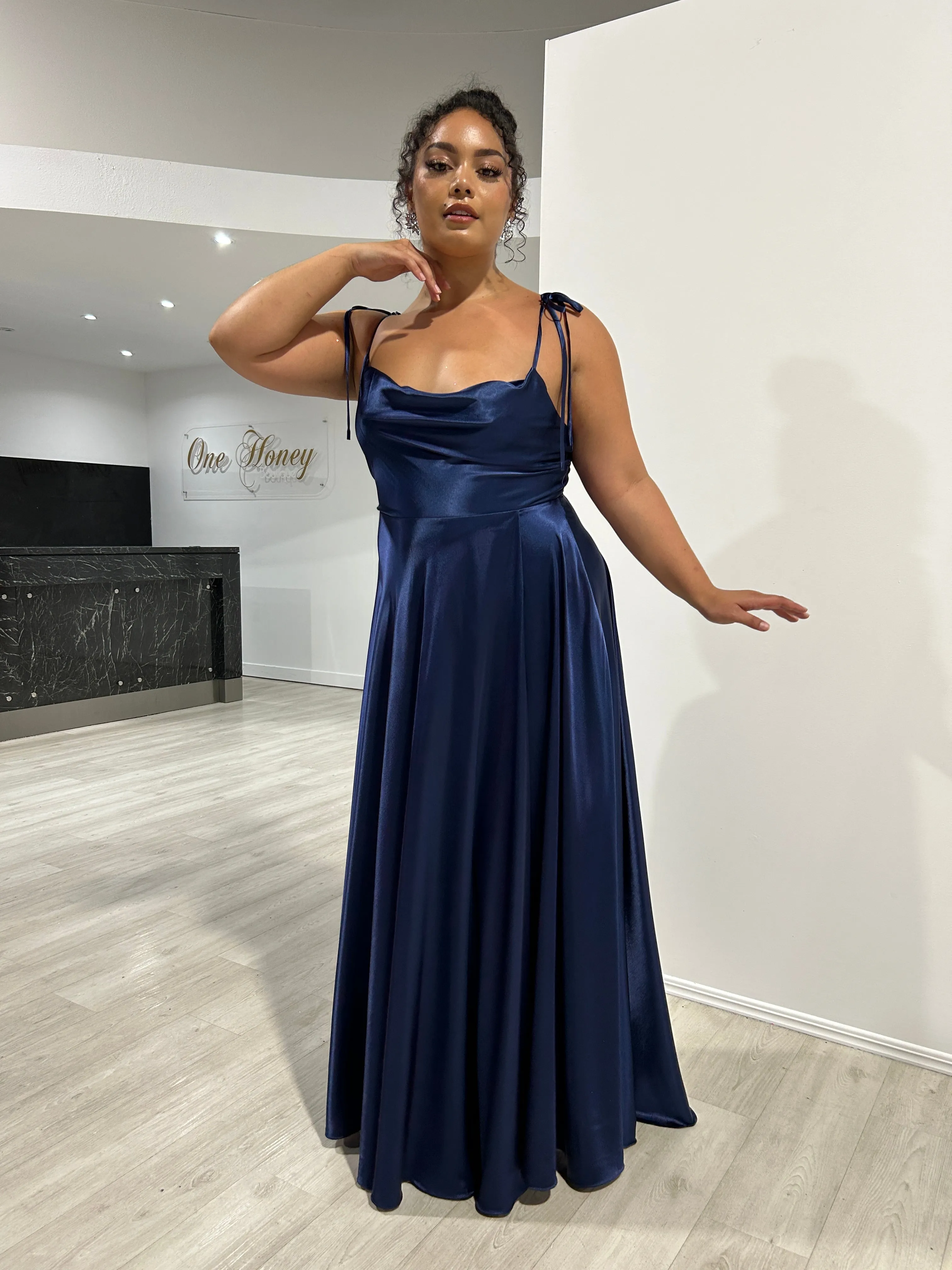 XENA Silky Tie Up A-Line Formal Bridesmaid & Formal Dress