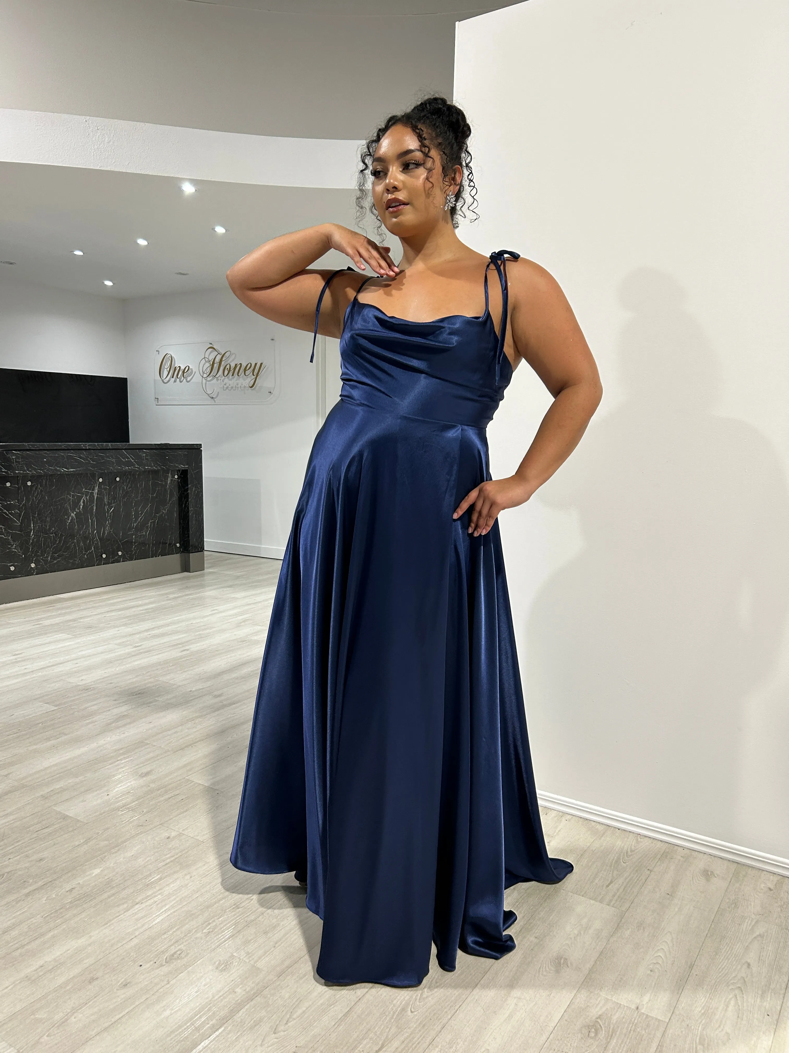 XENA Silky Tie Up A-Line Formal Bridesmaid & Formal Dress
