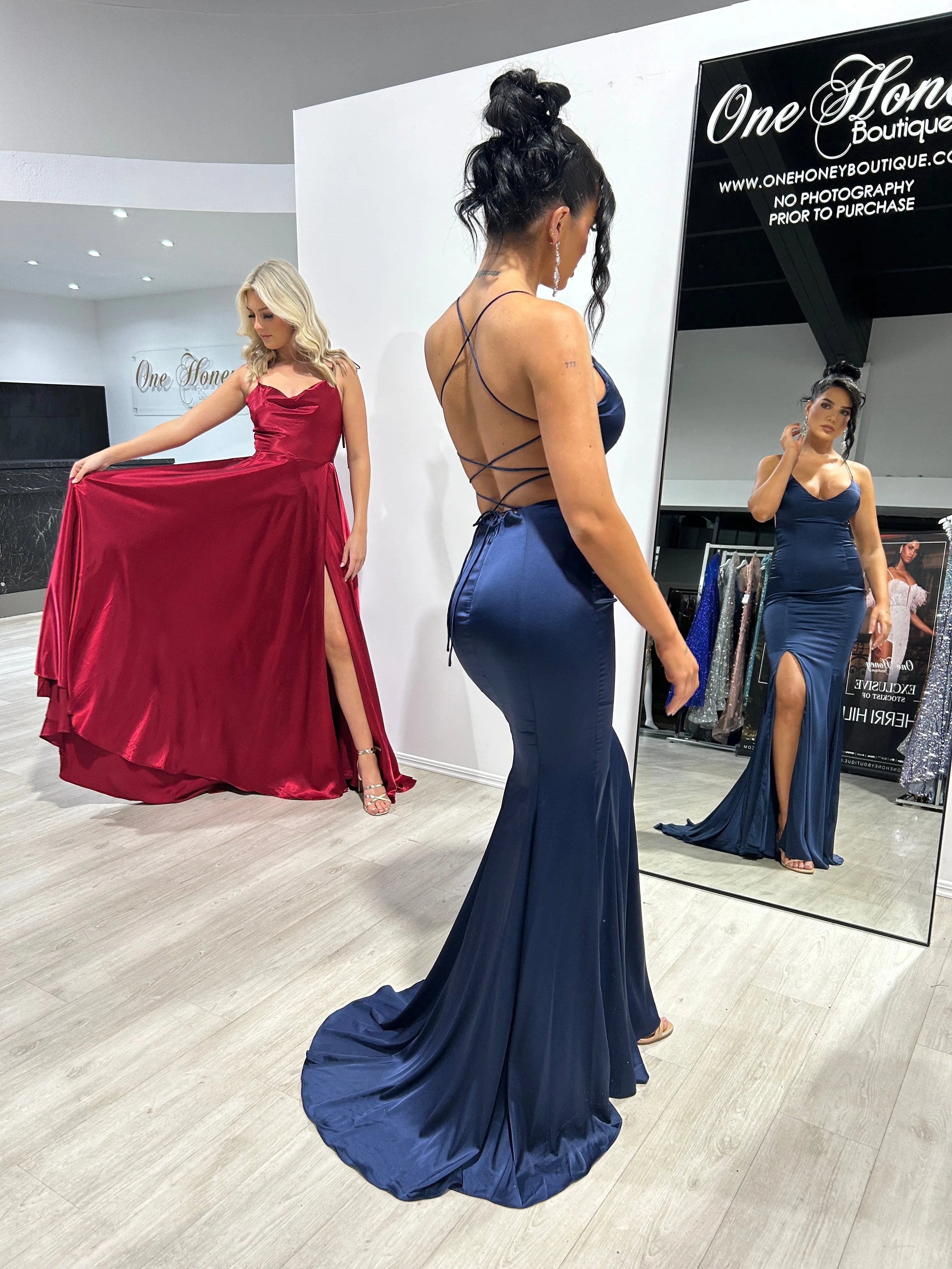 XENA Silky Tie Up A-Line Formal Bridesmaid & Formal Dress