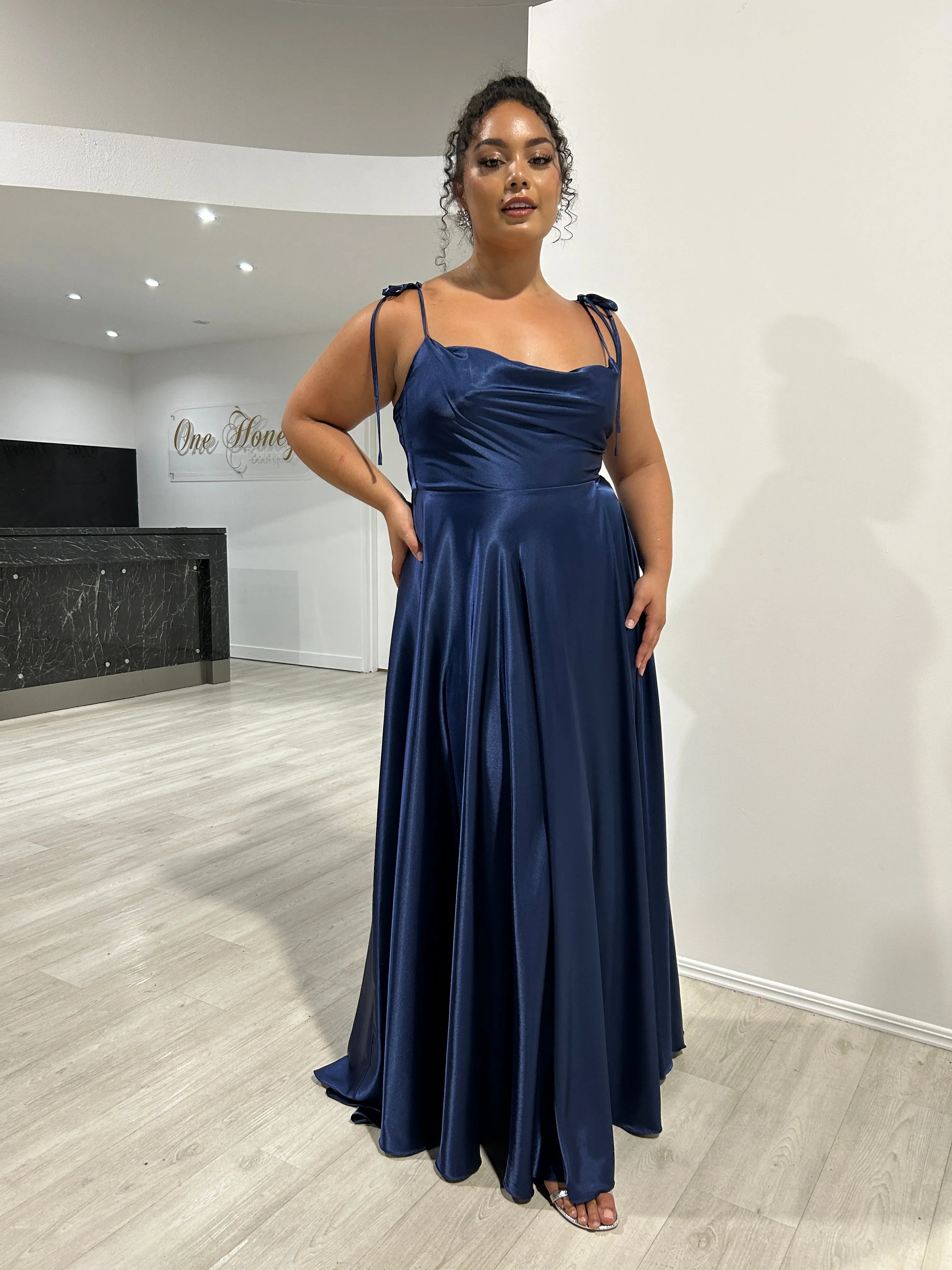 XENA Silky Tie Up A-Line Formal Bridesmaid & Formal Dress