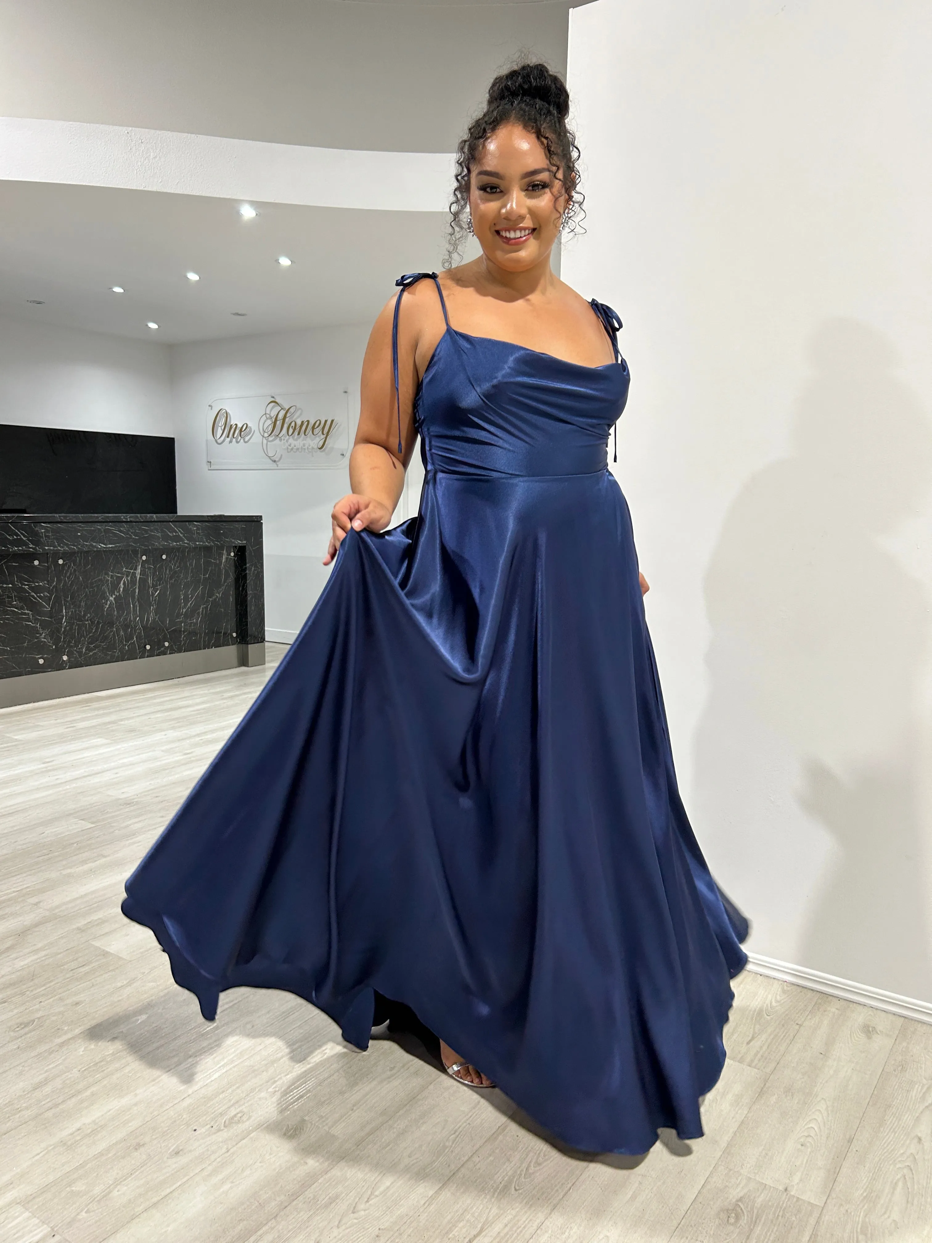 XENA Silky Tie Up A-Line Formal Bridesmaid & Formal Dress