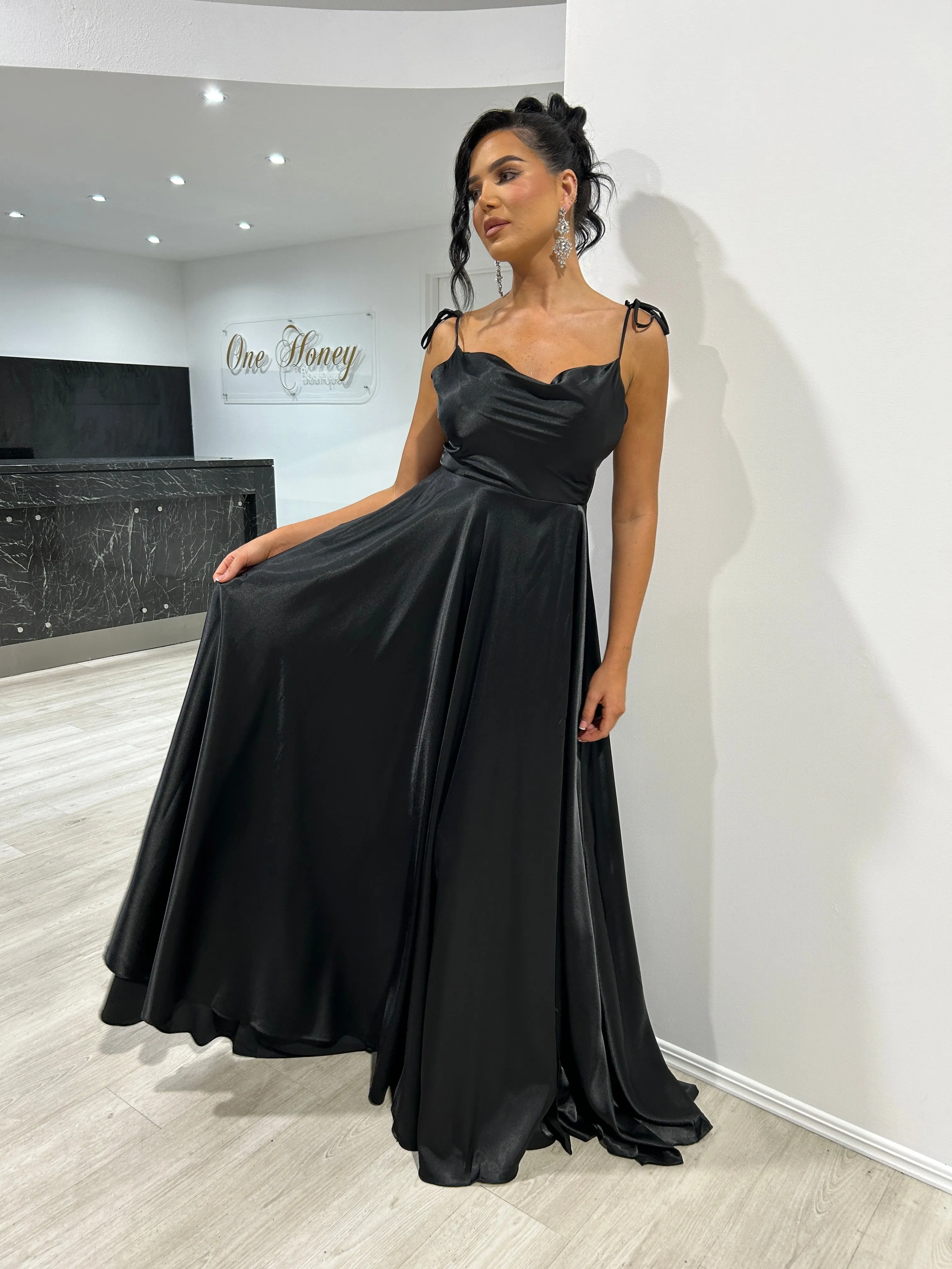 XENA Silky Tie Up A-Line Formal Bridesmaid & Formal Dress