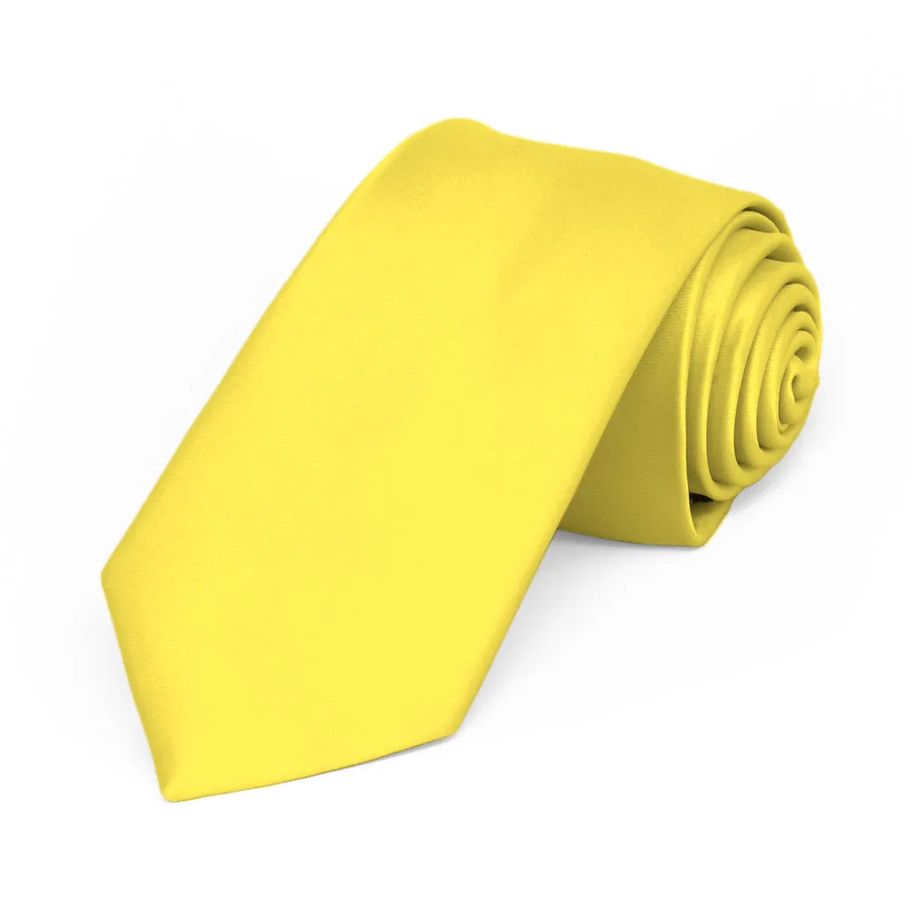 Yellow Premium Slim Necktie, 2.5" Width