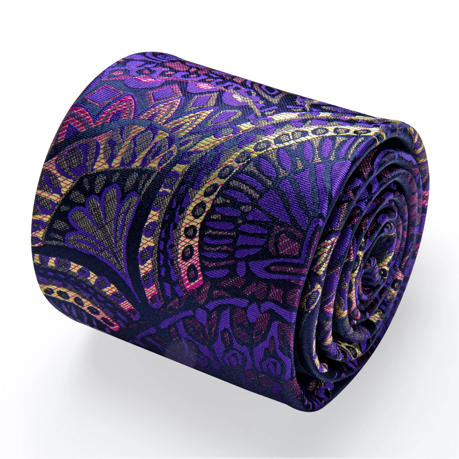 YourTies Men's Purple Tie Pink Beige Paisley Necktie Set