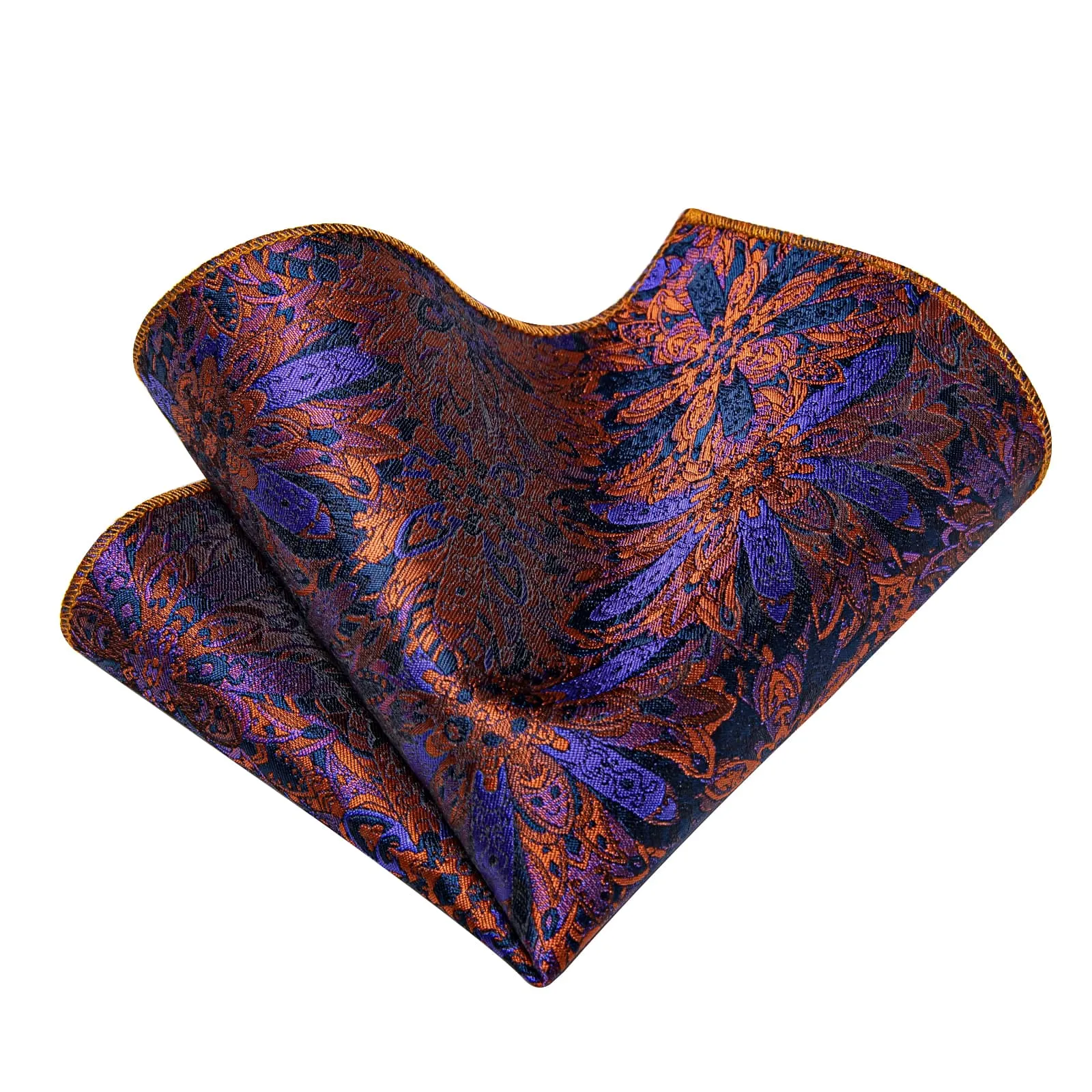 YourTies Orange Ties Purple Floral Necktie Flower Brooch Set with Clip