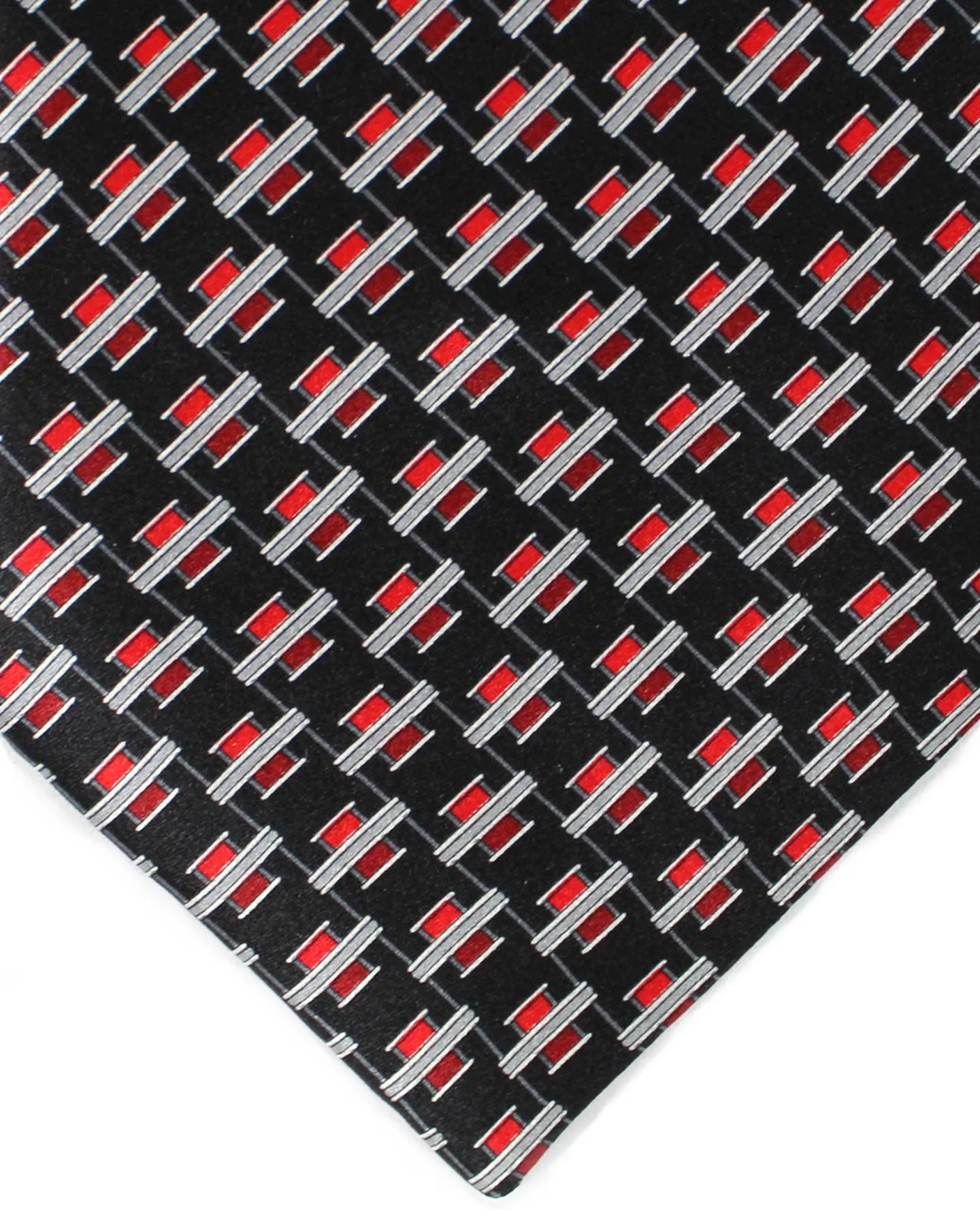 Zilli Necktie Black Red Maroon Gray Geometric - Wide Necktie FINAL SALE